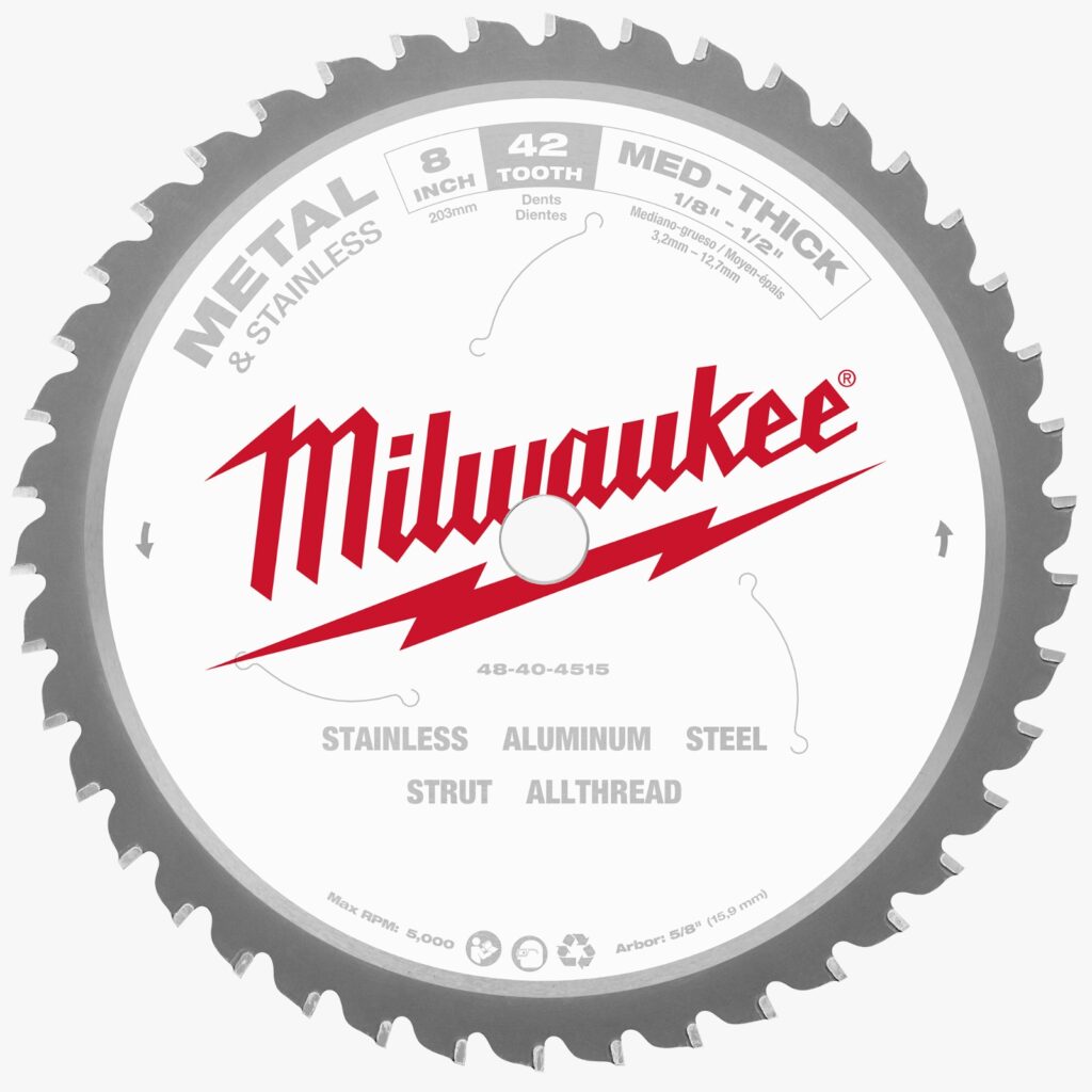 Disco de 8″ para sierra circular – 42 dientes cortes de 2.4mm a 13.4mm de espesor